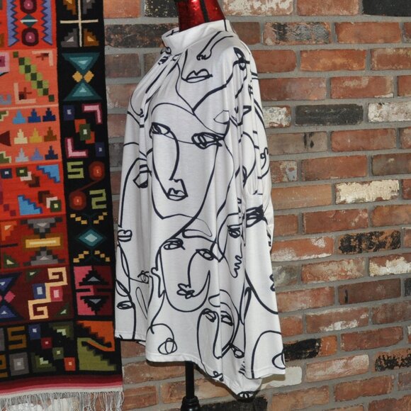New Stlyewe Abstract Sketched Faces Tunic Top Dress. Wearable art. 2XL - Picture 6 of 11